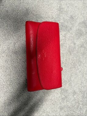 Coach Red Pebbled Leather Envelope Fold Wallet